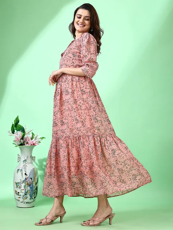 Orange_Premium_Georgette_Printed_Dress_For_Women