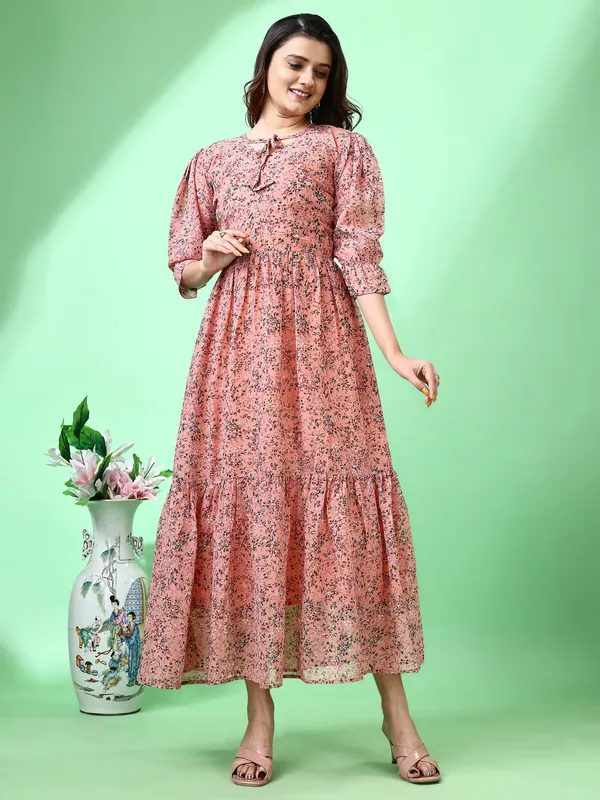 Orange_Premium_Georgette_Printed_Dress_For_Women