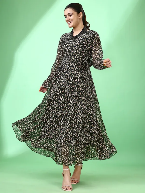 Black_Premium_Georgette_Printed_Dress_For_Women
