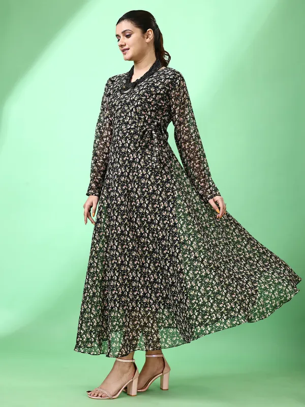 Black_Premium_Georgette_Printed_Dress_For_Women