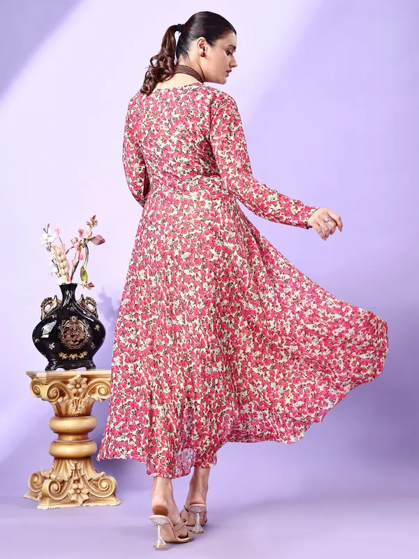 Pink_Premium_Georgette_Printed_Dress_For_Women