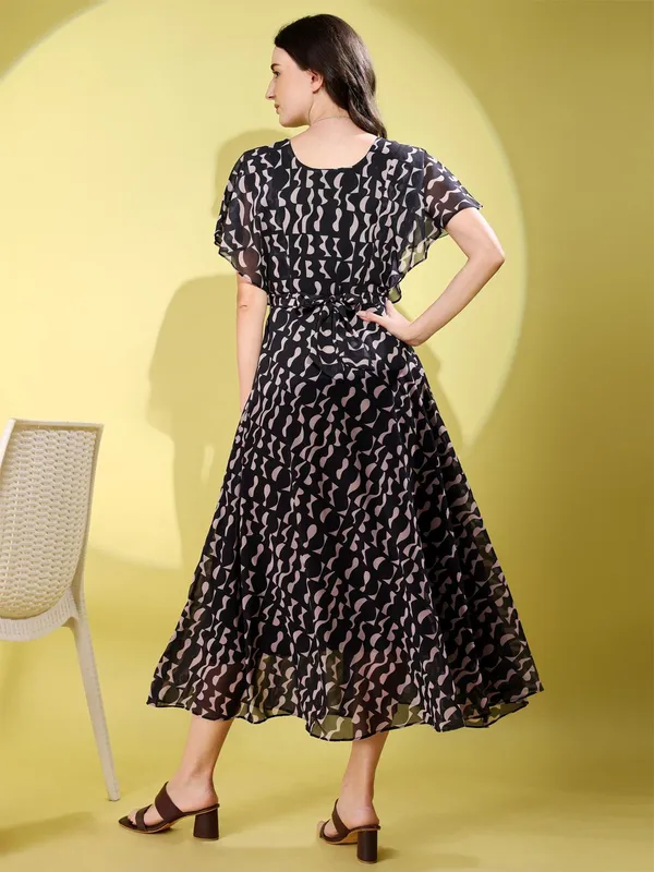 Black_Premium_Georgette_Printed_Dress_For_Women