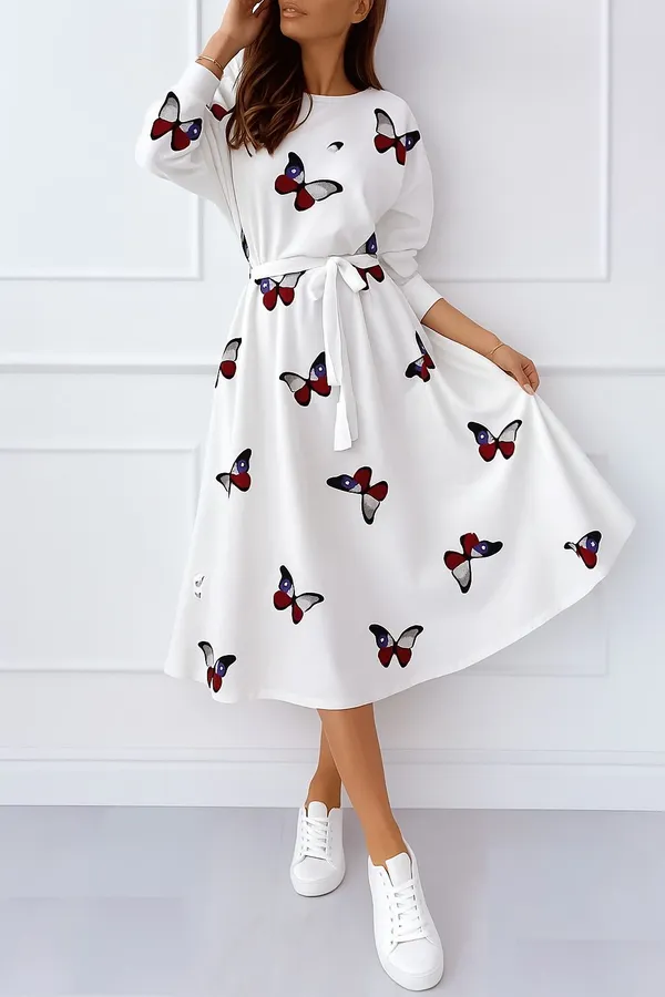 White_Premium_Viscose_Rayon_Printed_Dress_For_Women