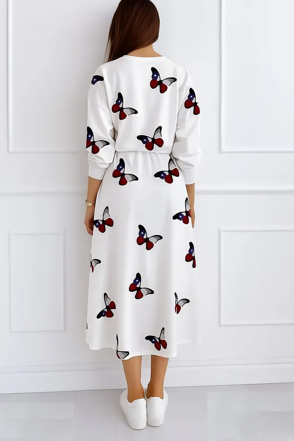 White_Premium_Viscose_Rayon_Printed_Dress_For_Women