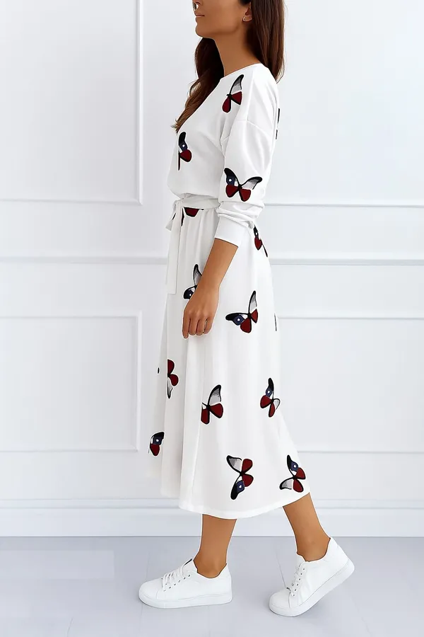 White_Premium_Viscose_Rayon_Printed_Dress_For_Women