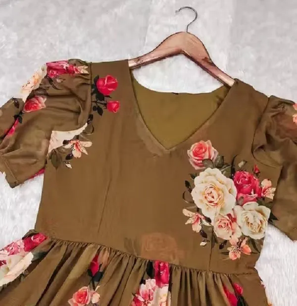 Brown_Premium_Georgette_Floral_Print_Dress_For_Women