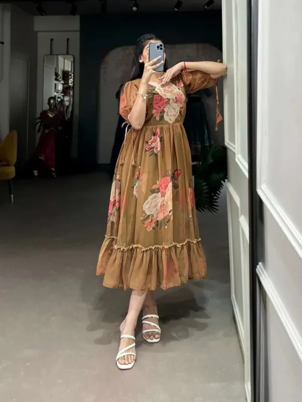 Brown_Premium_Georgette_Floral_Print_Dress_For_Women
