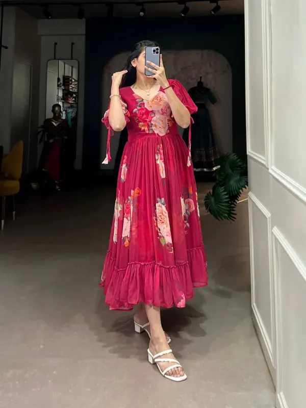 Pink_Premium_Georgette_Floral_Print_Dress_For_Women