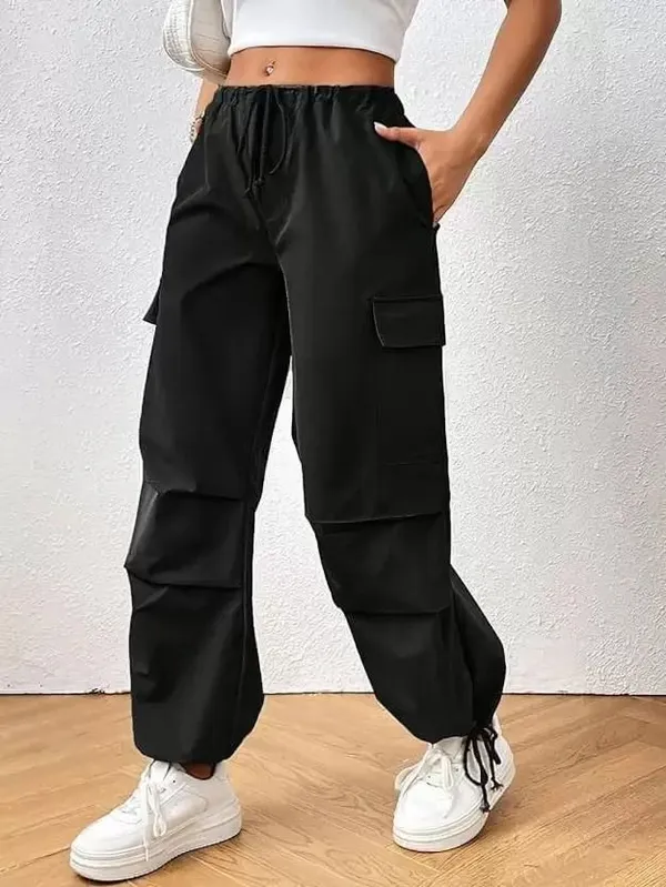 Black_Premium_Cotton_Blend_Solid_Cargo_For_Women
