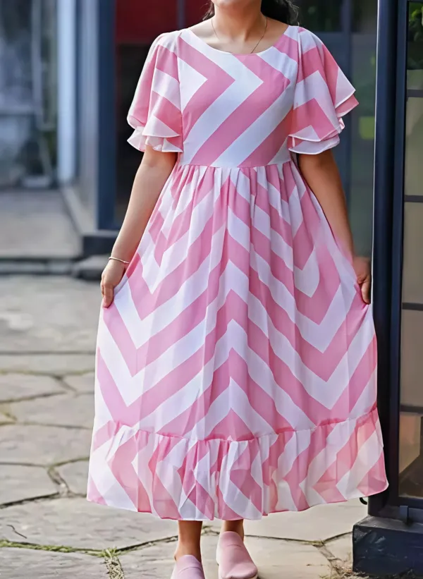 Pink_&_White_Premium_Georgette_Printed_Dress_For_Women