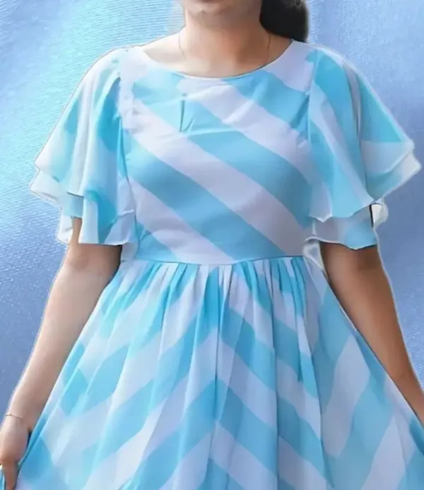 Light_Blue_&_White_Premium_Georgette_Chevron/Zig_Zag_Dress_For_Women