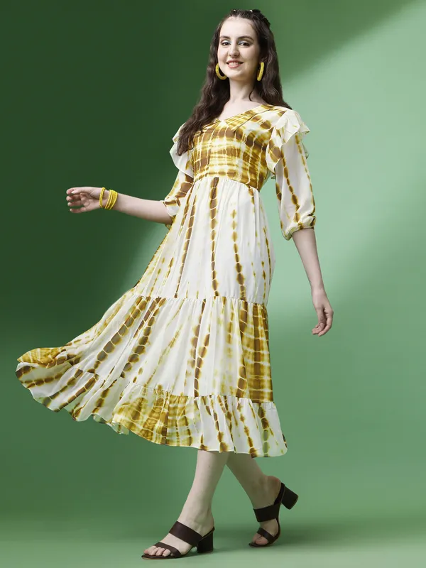 Yellow_Premium_Georgette_Tie_&_Dye_Dress_For_Women