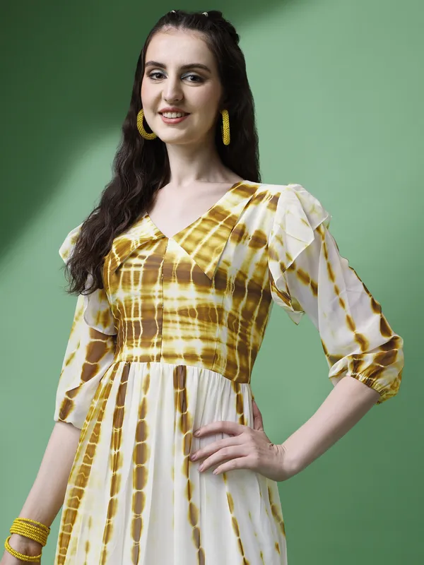 Yellow_Premium_Georgette_Tie_&_Dye_Dress_For_Women
