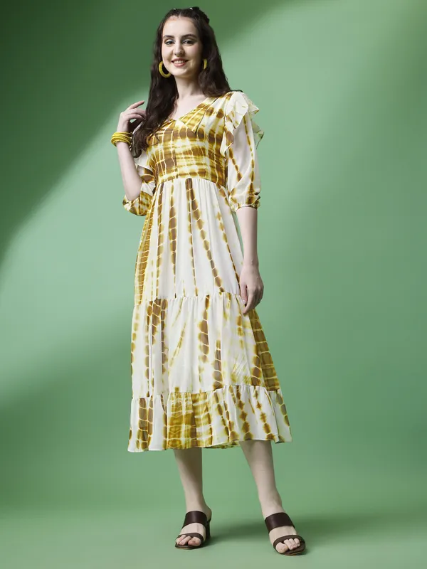 Yellow_Premium_Georgette_Tie_&_Dye_Dress_For_Women