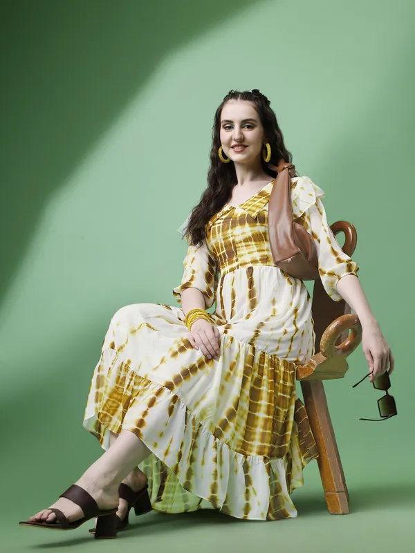 Yellow_Premium_Georgette_Tie_&_Dye_Dress_For_Women