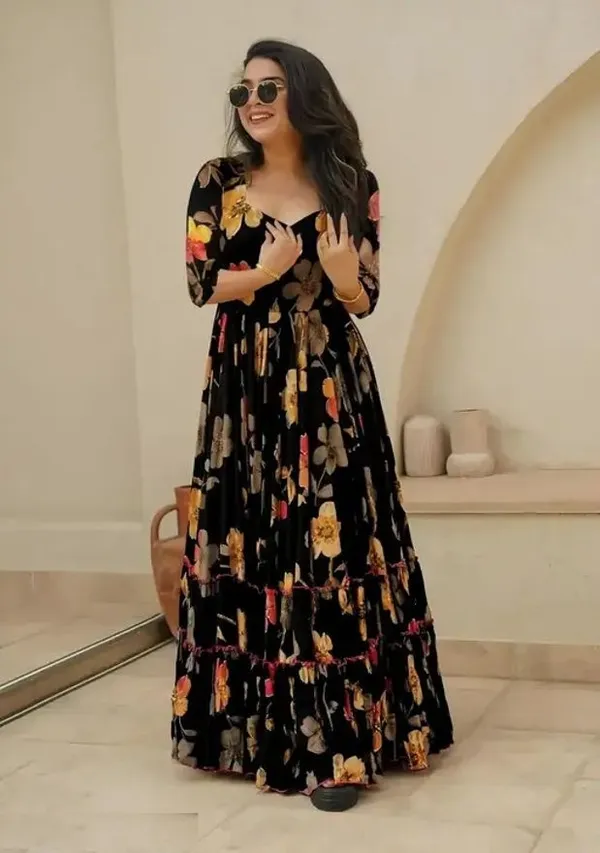 Black_Premium_Viscose_Rayon_Floral_Print_Anarkali_For_Women