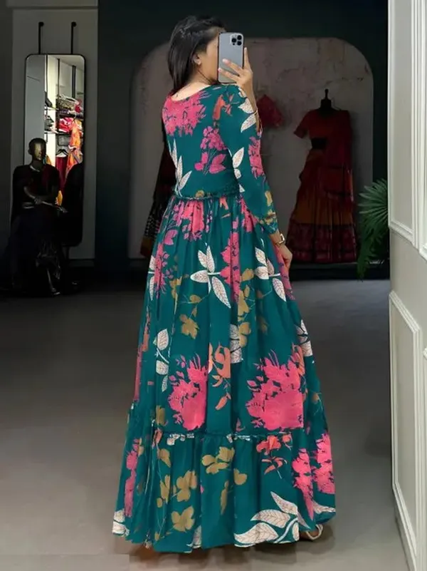 Dark_Green_Premium_Georgette_Floral_Print_Anarkali_For_Women