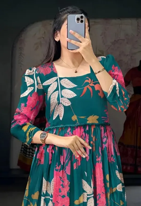 Dark_Green_Premium_Georgette_Floral_Print_Anarkali_For_Women