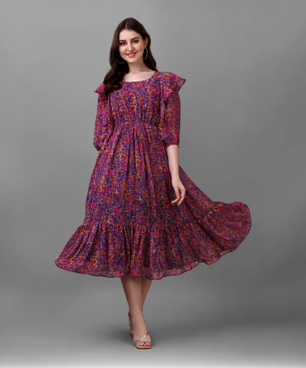 Pink_Premium_Georgette_Floral_Print_Dress_For_Women