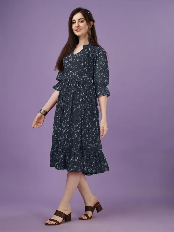 Premium_Black_Georgette_Printed_Dress_For_Women