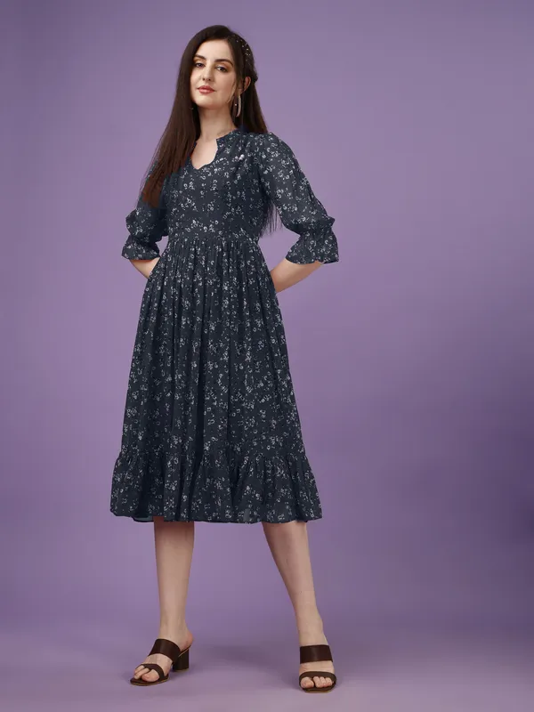 Premium_Black_Georgette_Printed_Dress_For_Women