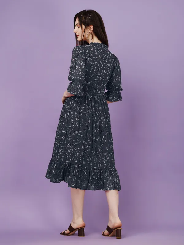 Premium_Black_Georgette_Printed_Dress_For_Women