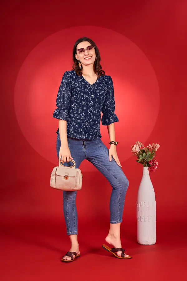 Dark_Blue_Premium_Georgette_Printed_Regular_Top_For_Women