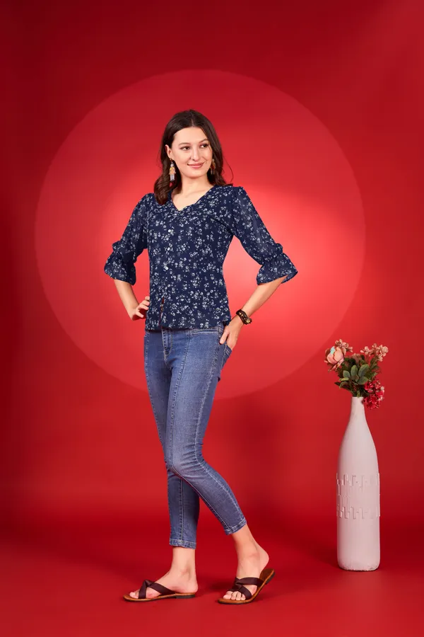Dark_Blue_Premium_Georgette_Printed_Regular_Top_For_Women
