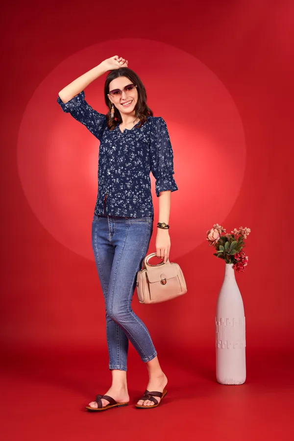 Dark_Blue_Premium_Georgette_Printed_Regular_Top_For_Women