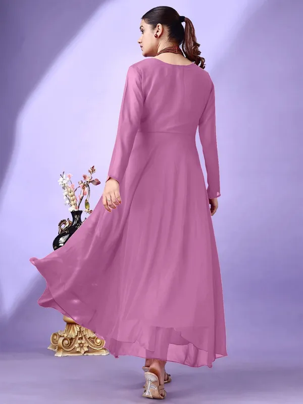 Purple_Premium_Georgette_Solid_Dress_For_Women