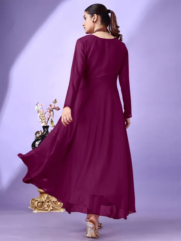 Purple_Premium_Georgette_Self_Design_Dress_For_Women