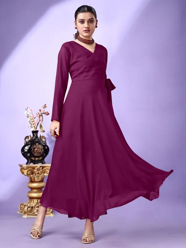 Purple_Premium_Georgette_Self_Design_Dress_For_Women