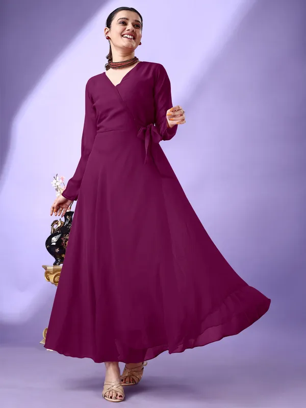 Purple_Premium_Georgette_Self_Design_Dress_For_Women