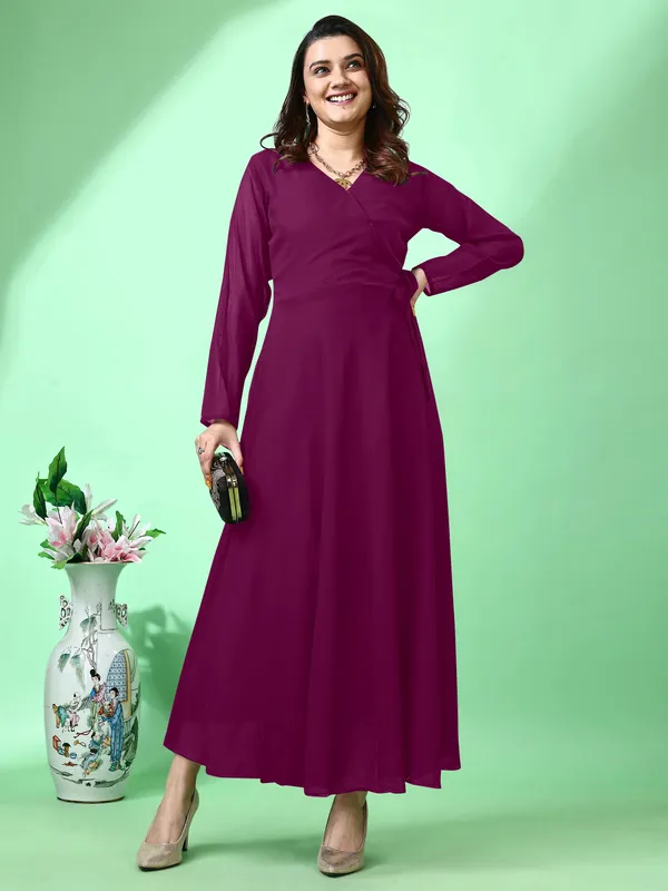 Purple_Premium_Georgette_Self_Design_Dress_For_Women