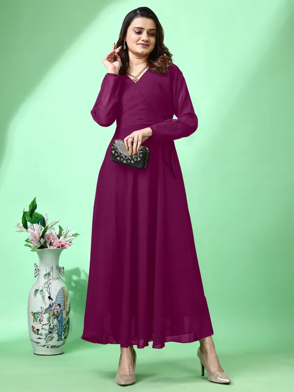 Purple_Premium_Georgette_Self_Design_Dress_For_Women
