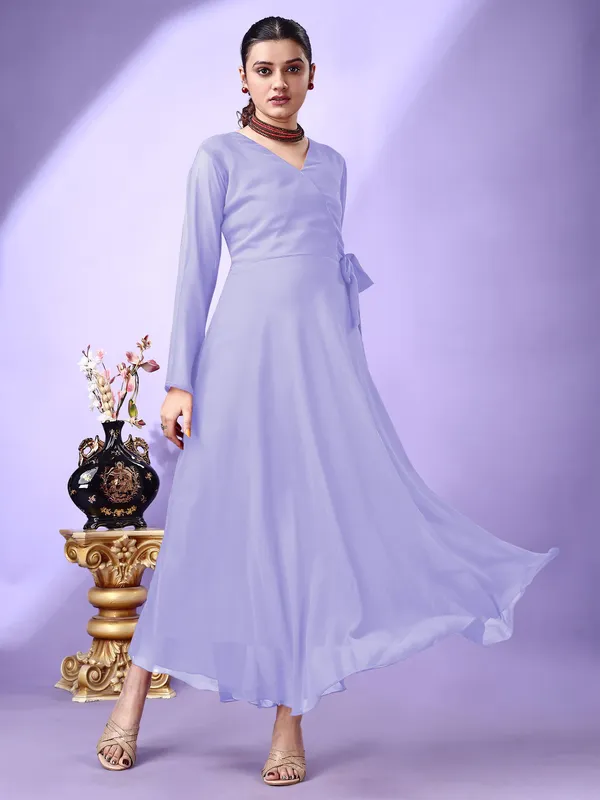 Purple_Premium_Georgette_Solid_Dress_For_Women