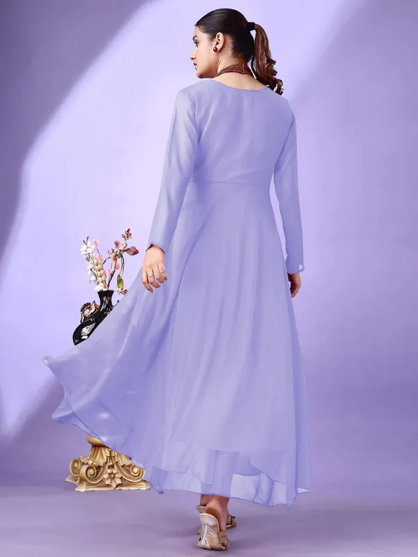 Purple_Premium_Georgette_Solid_Dress_For_Women