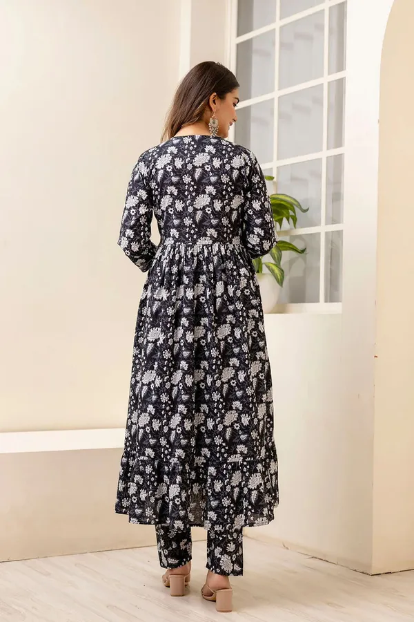 Black_Premium_Rayon_Floral_Print_Anarkali_Kurta,_Bottom_&_Dupatta_Set_For_Women