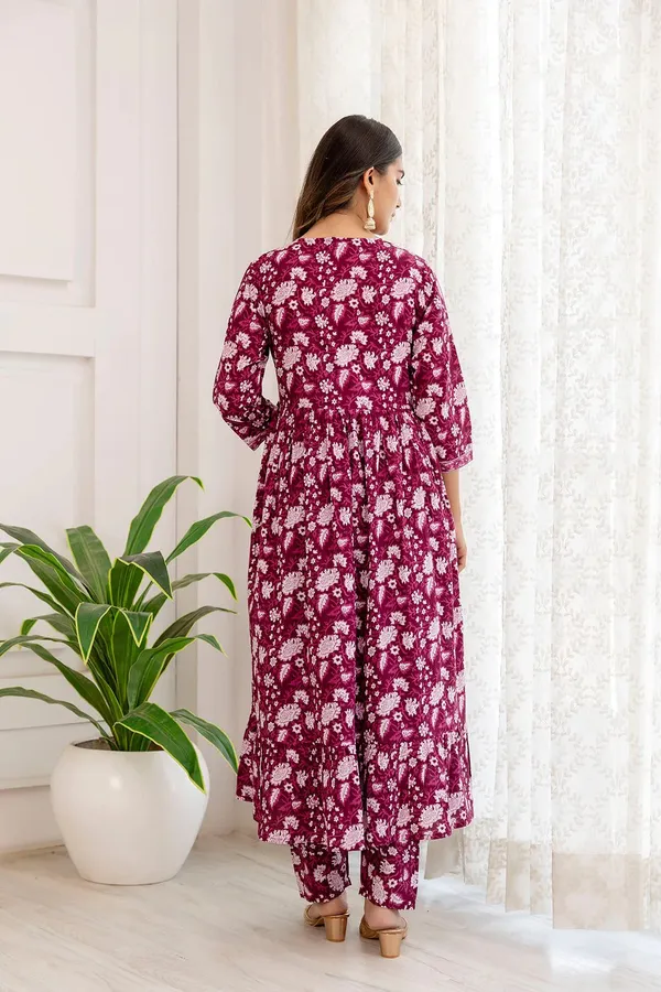 Purple_Premium_Rayon_Floral_Print_Anarkali_Kurta,_Bottom_&_Dupatta_Set_For_Women