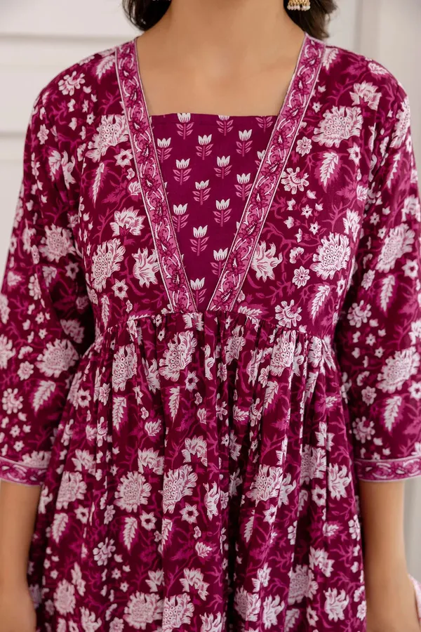 Purple_Premium_Rayon_Floral_Print_Anarkali_Kurta,_Bottom_&_Dupatta_Set_For_Women