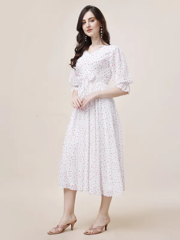 White_Premium_Georgette_Printed_Dress_For_Women