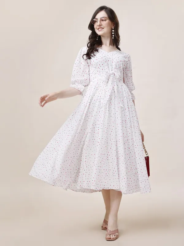 White_Premium_Georgette_Printed_Dress_For_Women