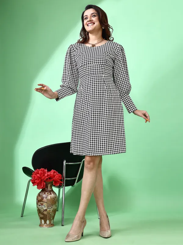 White_Premium_Polyester_Ethnic_Motifs_Dress_For_Women
