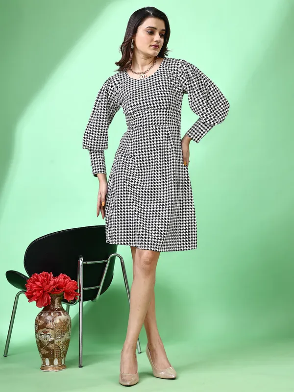 White_Premium_Polyester_Ethnic_Motifs_Dress_For_Women