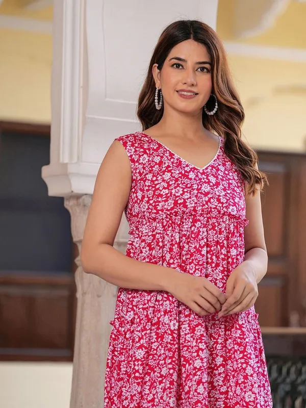 Pink_Premium_Viscose_Rayon_Floral_Print_Dress_For_Women
