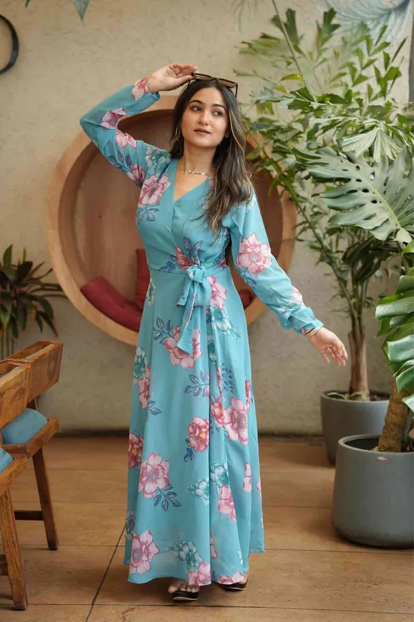 Light_Blue_Premium_Georgette_Floral_Print_Dress_For_Women