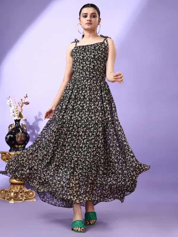 Black_Premium_Georgette_Floral_Print_Dress_For_Women