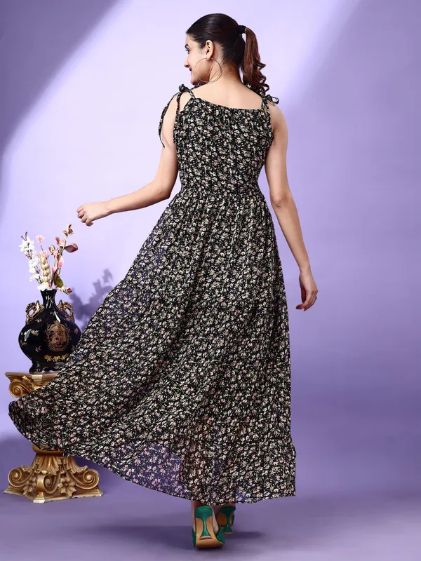 Black_Premium_Georgette_Floral_Print_Dress_For_Women