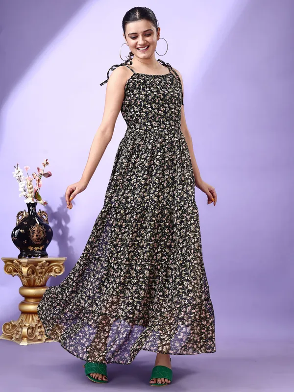 Black_Premium_Georgette_Floral_Print_Dress_For_Women