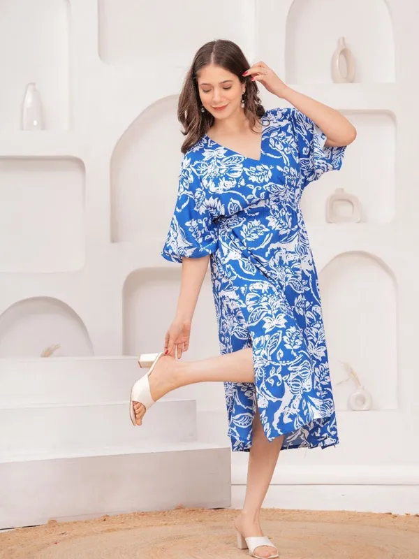Light_Blue_Premium_Viscose_Rayon_Floral_Print_Dress_For_Women